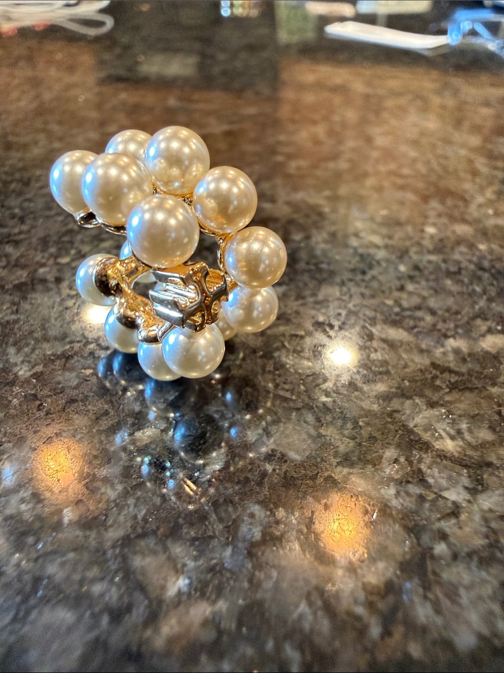Gold-Tone Pearl Cluster Clip-On Earrings Cuff Tory Burch